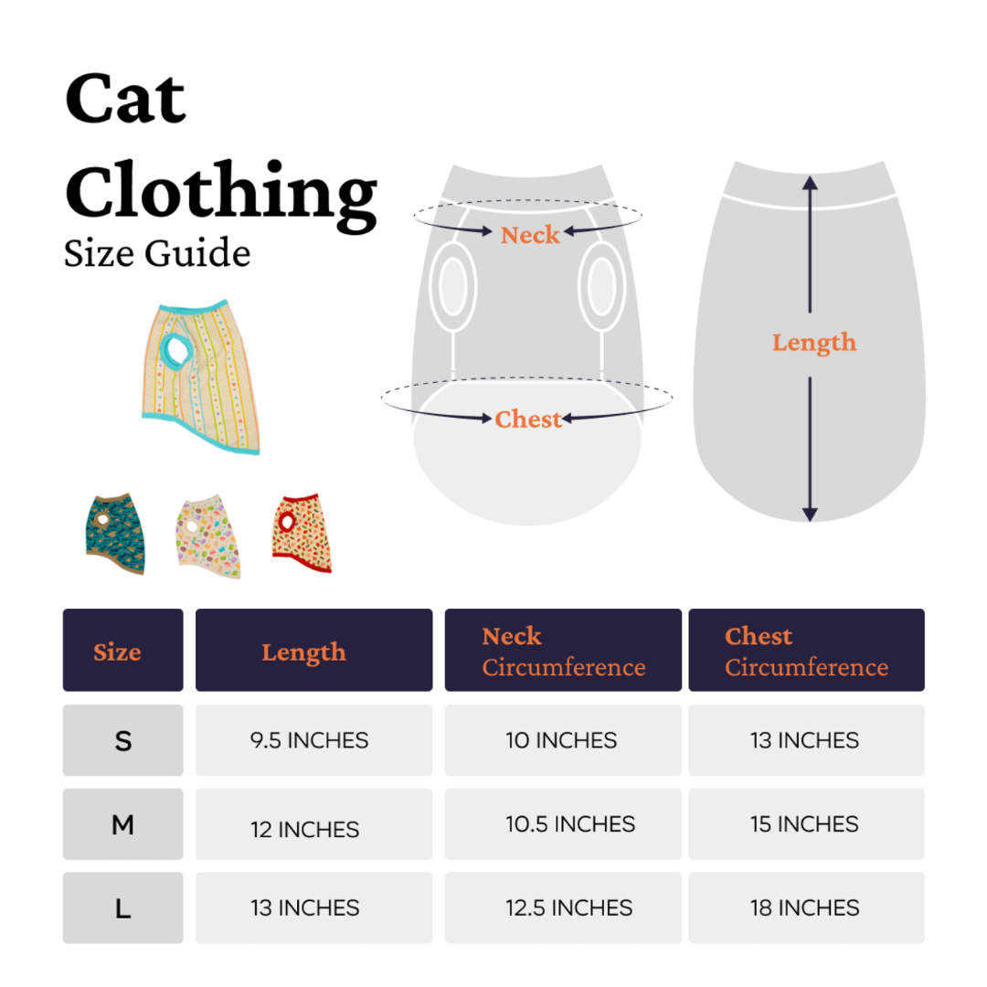 Cat clothing size guide